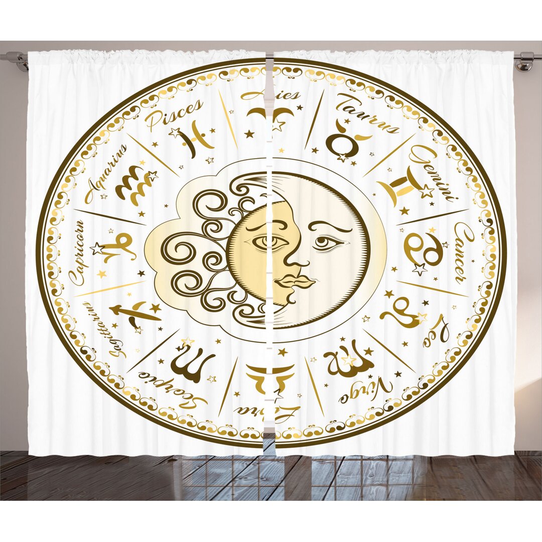 Rustikaler Vorhang, Horoskop Positionen, Astrologie, Beige Gelb