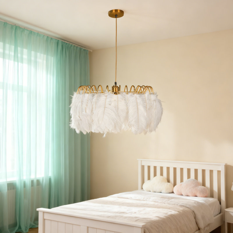 20.9-inch Dimmable Feather Chandelier With Bulb