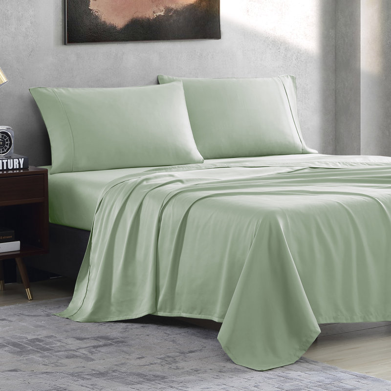 Sateen Sheet Set, Ivory, Cal.King Sheet Set + Fitted Sheet + 2 Pillowcases