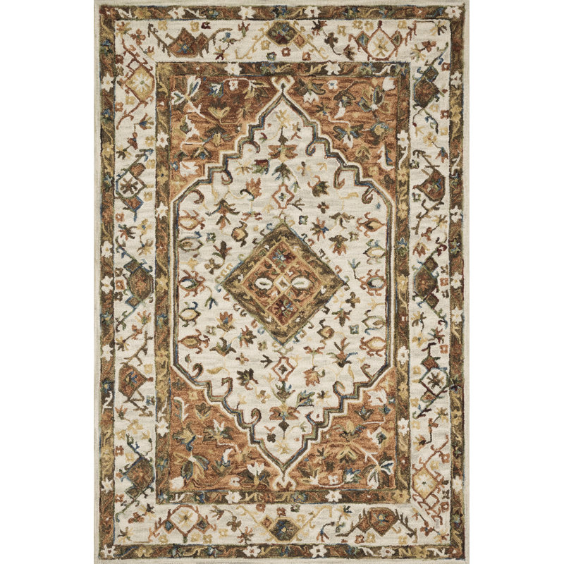 Loloi Rugs Beatty Ivory / Rust - 7''-9" X 9''-9"