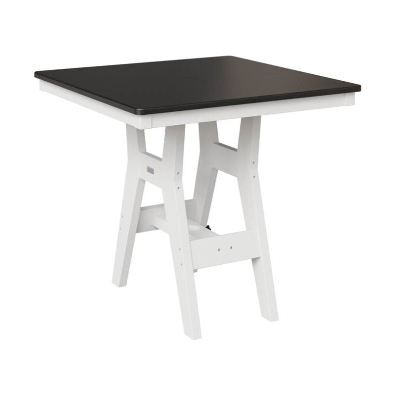Table de bar carrée 33 po Berlin Gardens Harbor, Blanc, Noir martelé, H 38,87 po x l 33 po x P 33 po