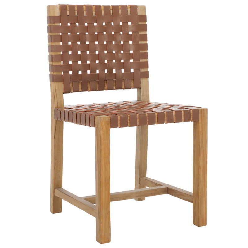 Erline 18.11'' H Leather Upholstered Side Chair, Light Honey/Natural