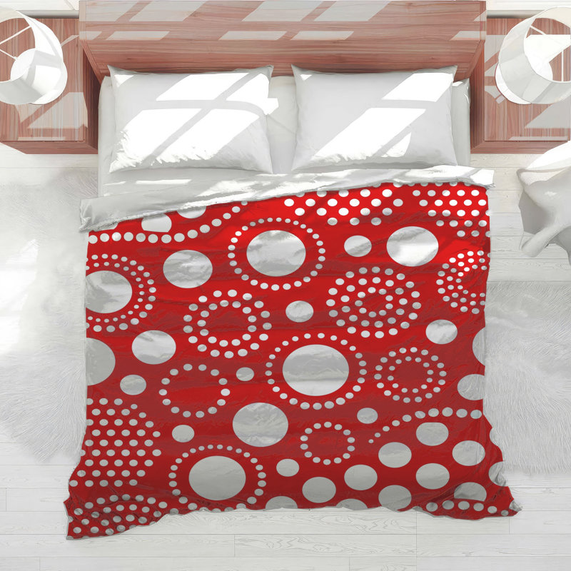 Red White Circles Comforter, King