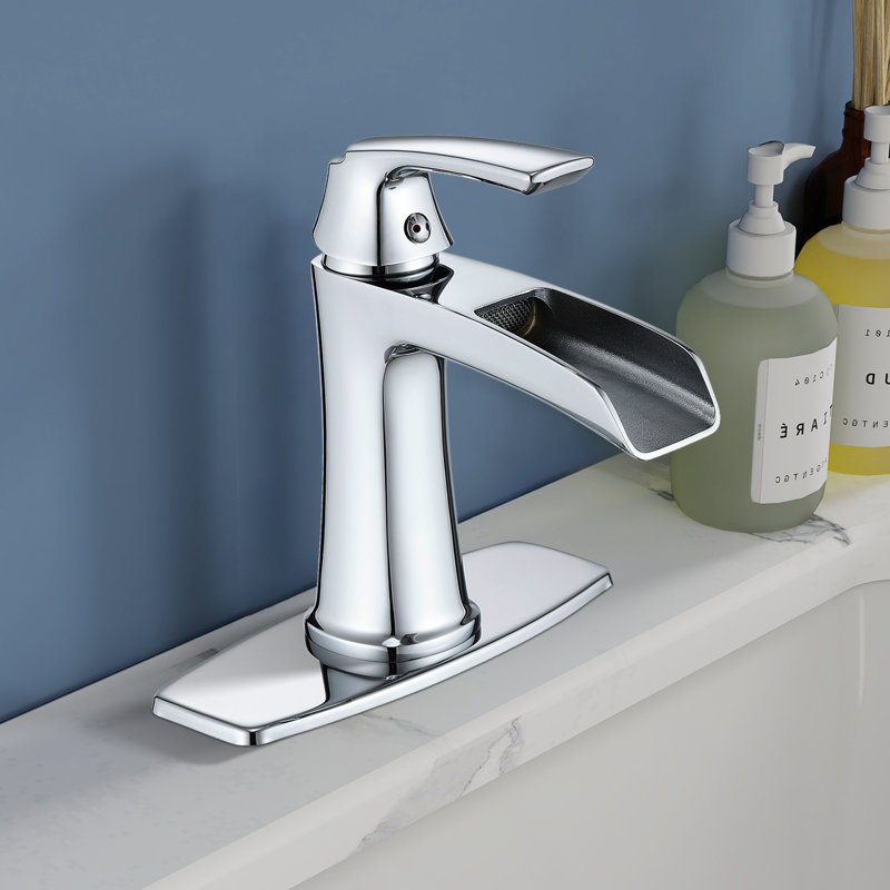 Topcraft Single-Handle Single-Hole Bathroom Sink Faucet With Pop-Up Drain And Deck Plate, Chrome