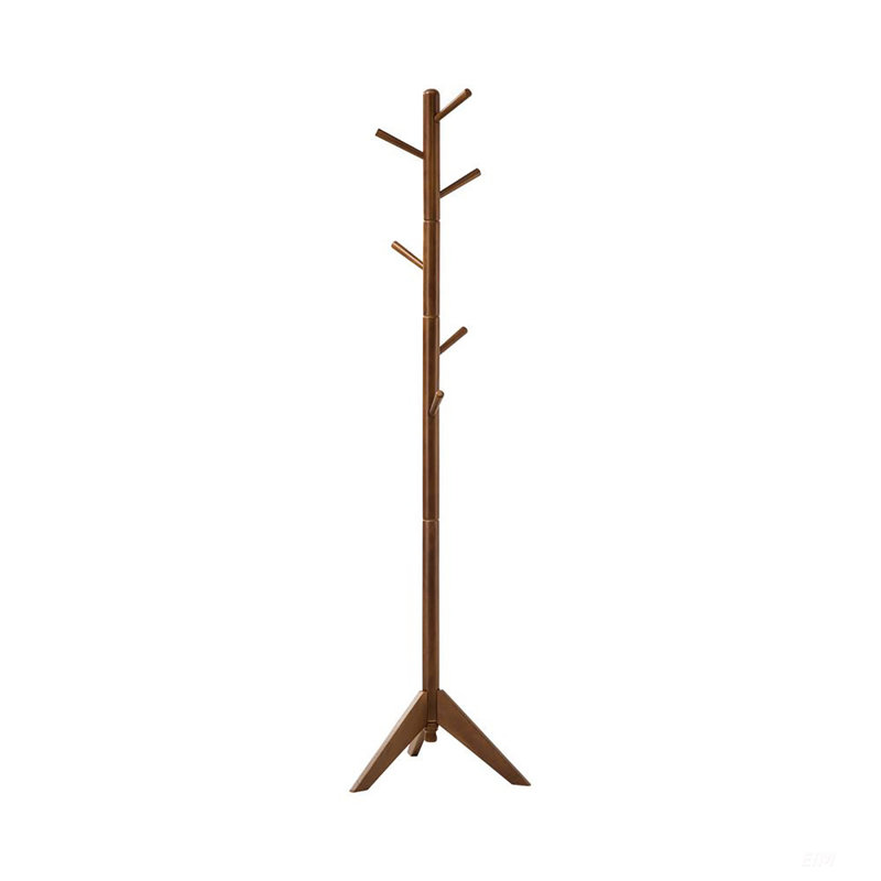 Walnut 6-Hook Swivel Coat Rack With Traditional Charm And Ample Hanging Space For Coats, Hats, And Scarves, Walnut