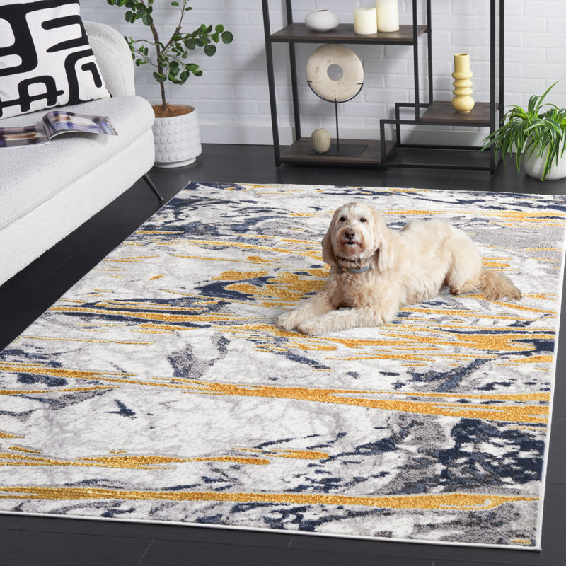 Anir Performance Performance Abstract Rug, Rectangle 5'3" x 7'6"