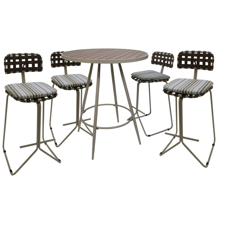 Tabouret de bar en métal avec coussin Ayyash, Beige, Beige