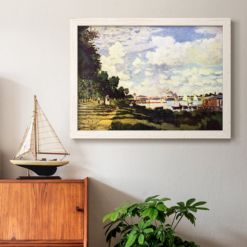 «Sailing At Argenteuil», reproduction d'art encadrée sur toile par Claude Monet, Blanc, H 22 po x l 32 po x P 1,5 po