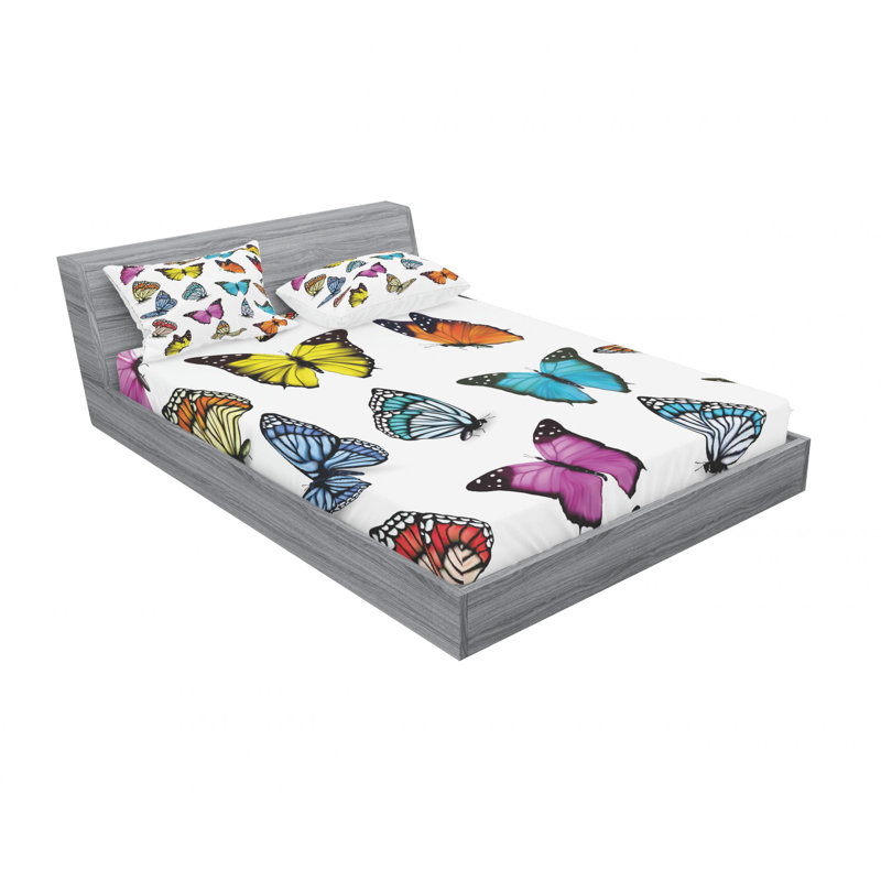 Ensemble de draps Butterflies, Ensemble de drap pour grand lit avec drap-housse