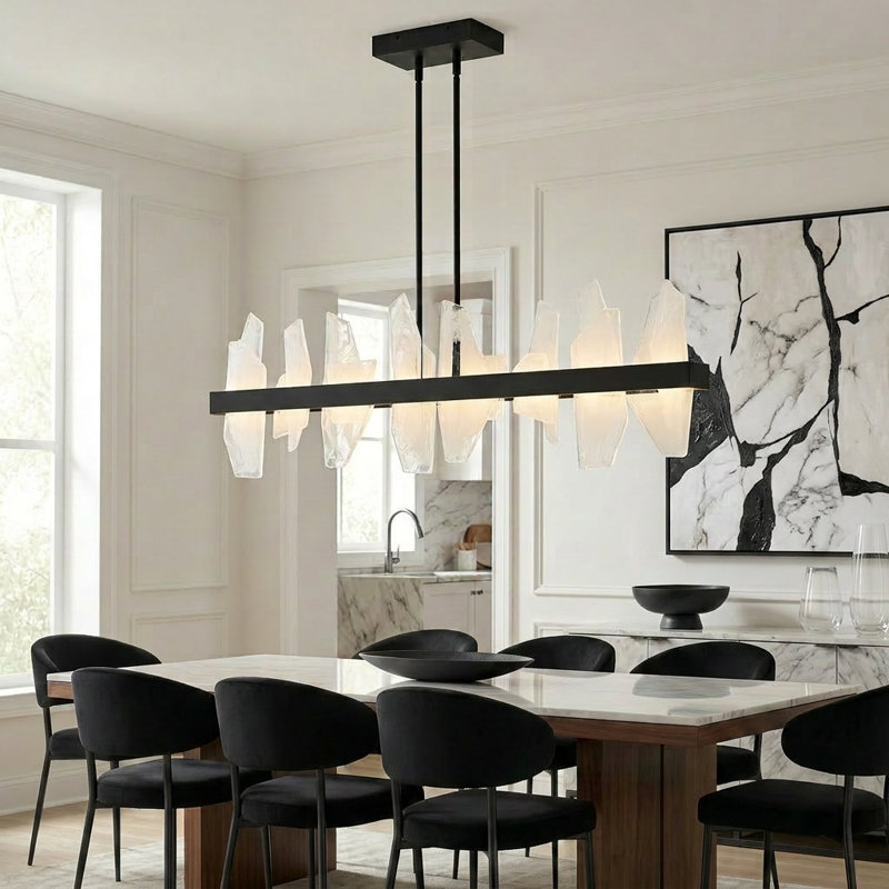 Lustre linéaire à DEL intégré Aurelia, Noir mat