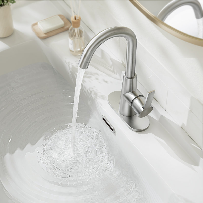 Single-handle Bathroom Faucet with Drain Assembly, Brushed Nickel