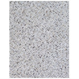 Mosaic Leather Cowhide Chevron Area Rug in Silver