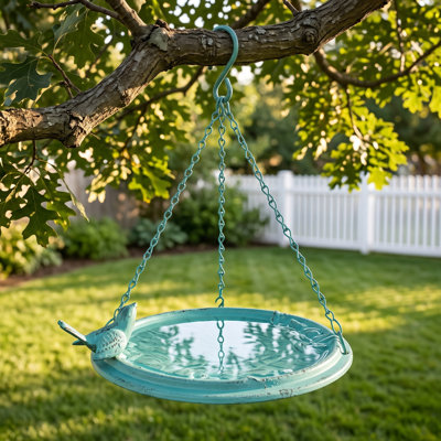 12'' W Cast Aluminum Hanging Birdbath, Patina