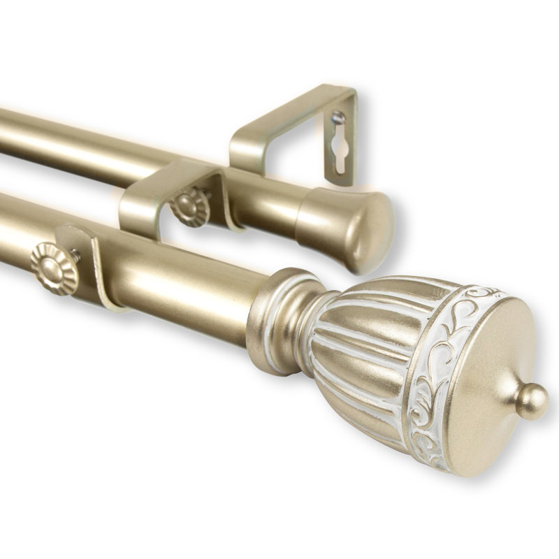 Tringle à rideaux double ajustable Talbot, 120 à 170 po, Doré clair