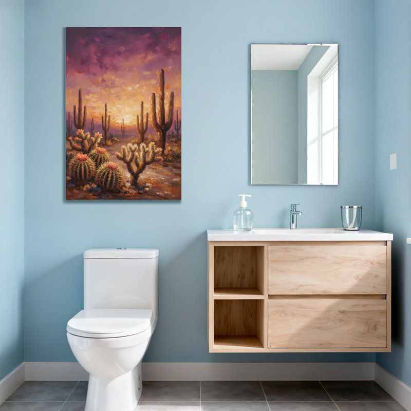 «Plants & Flowers Desert Cactus Sunset», reproduction d'art