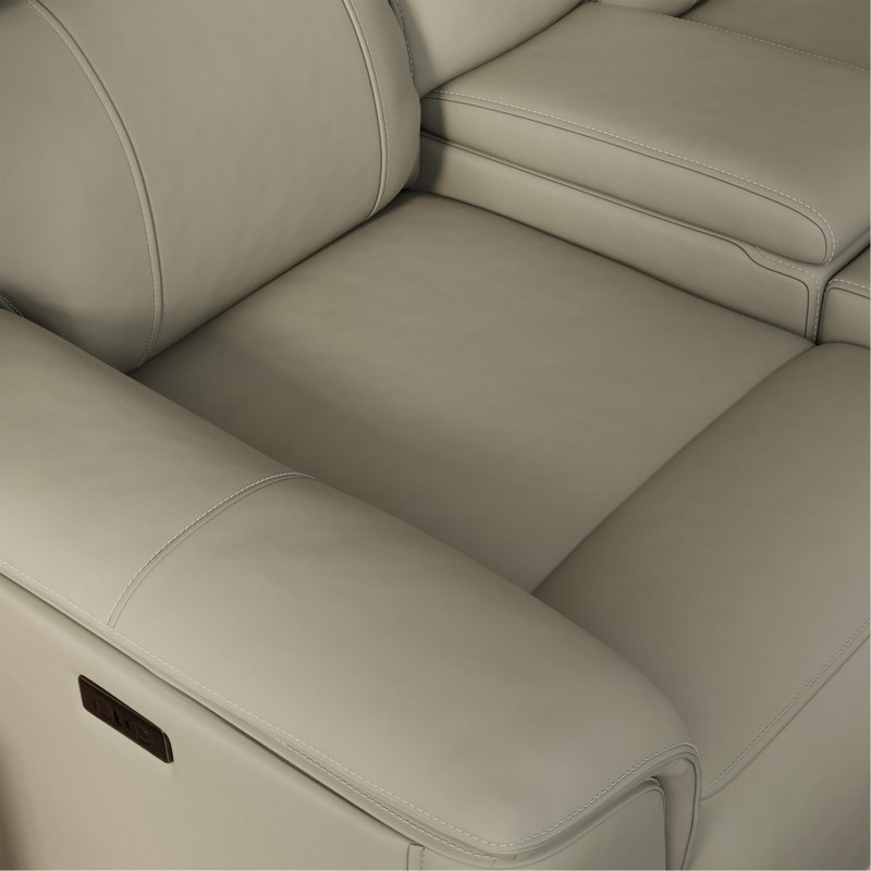 Causeuse inclinable électrique double avec console en minéral, Gris