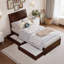 Lit plateforme en bois massif Lamayia avec pied de lit et tiroirs de rangement-832896268-832896267