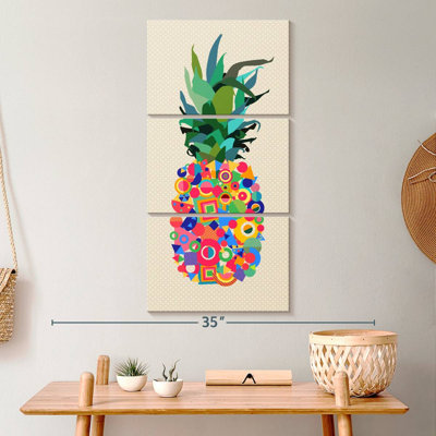 Abstrait ananas - ensemble de 3 impressions sur toile tendue