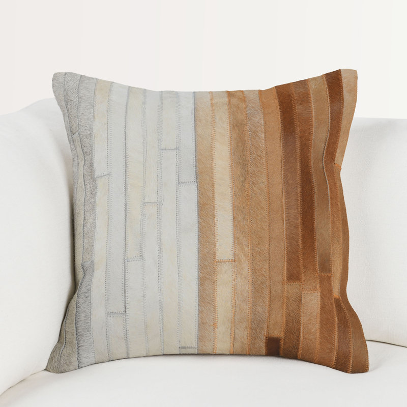Meru Striped Hair On Hide Throw Pillow