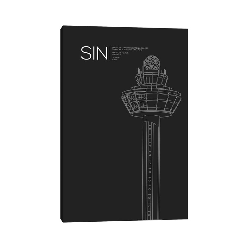 SIN Tower, Singapore International Airport 1 Piece Wrapped Canvas Wall Art, 30.48 cm H x 45.72 cm W