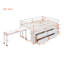 Lit mezzanine double avec bureau d'écriture rétractable et 4 tiroirs de rangement, structure superposée en bois massif blanc-190867103-190867102