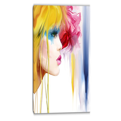 «Girl with Colorful Hair Portrait Contemporary», peinture