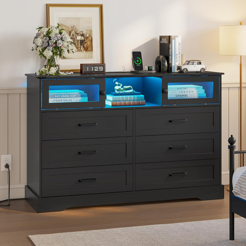 Casidhe 47.2'' W 6 - Drawer Dresser, Black