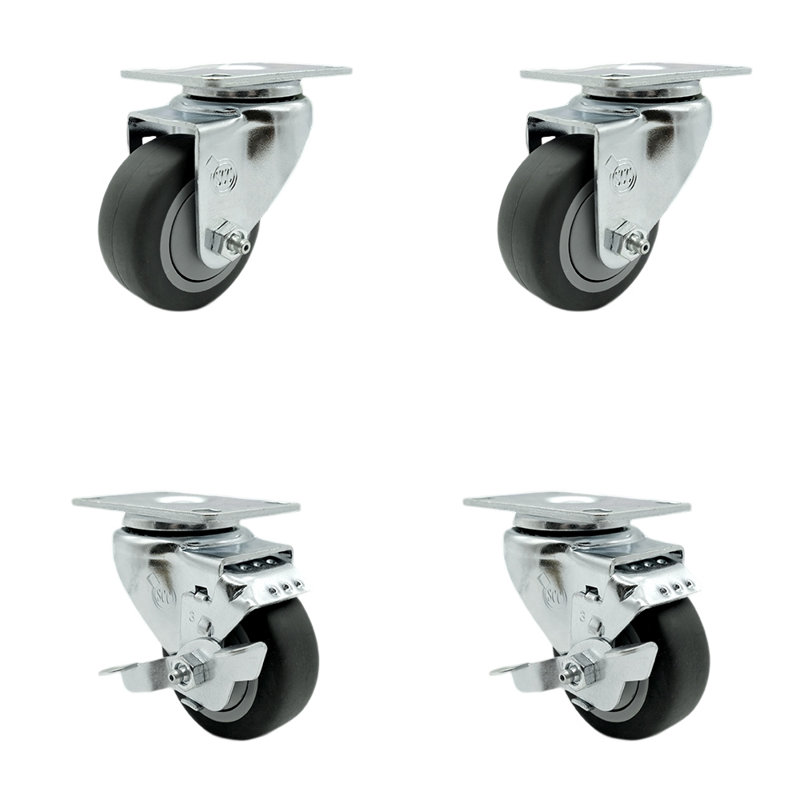 4 Piece Thermoplastic Rubber Caster Set