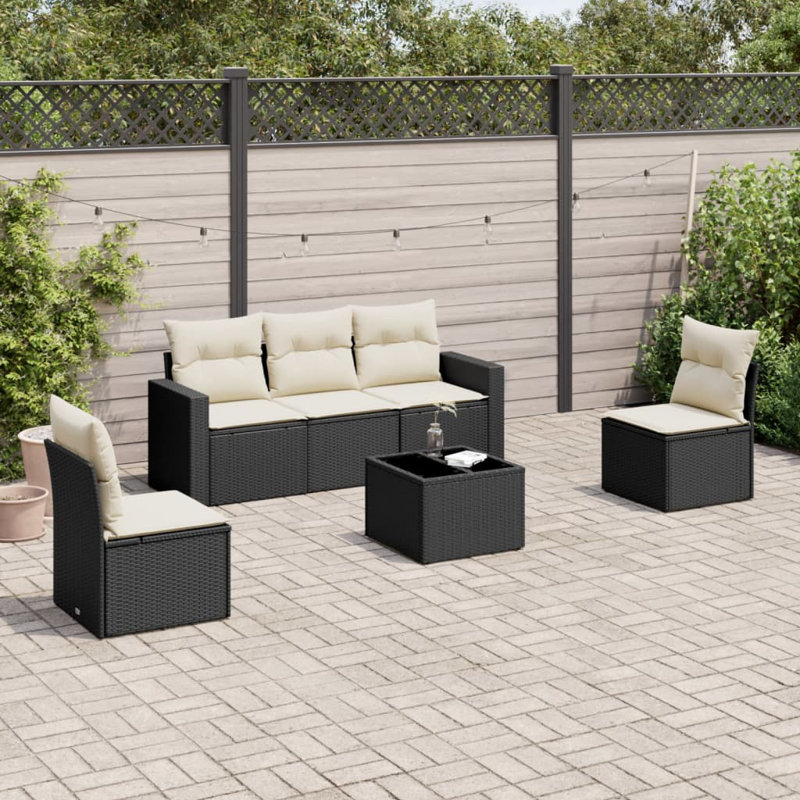 Ensemble de canapé de jardin Vidaxl noir, blanc crème