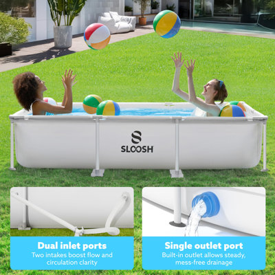 Piscine hors-terre rectangulaire avec pompe filtrante pour enfants adultes 10 pi x 6,8 pi x 26 po
