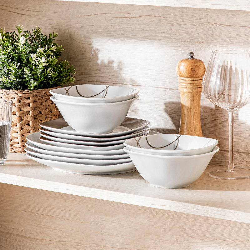 12 Piece Porcelain Dinnerware Sets, Service for 4
