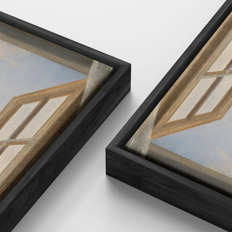 «Open Window to Sunset Scenic View», reproduction d'art sur toile encadrée, H 60 po x l 30 po x P 1,5 po, Noir
