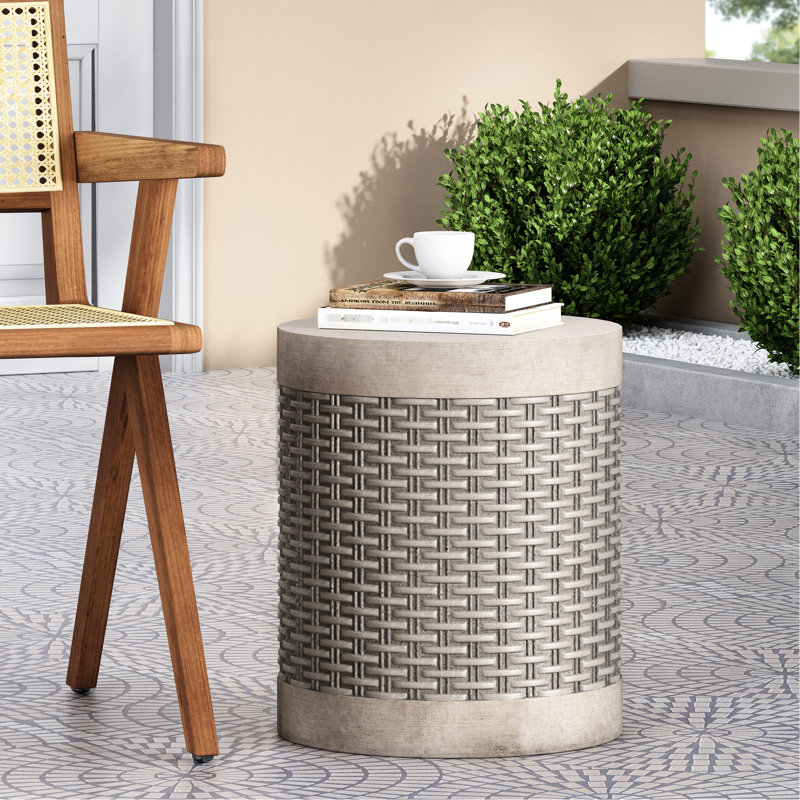 Table d'appoint moderne d'intérieur - Béton léger, conception nattée, élément décoratif en béton
