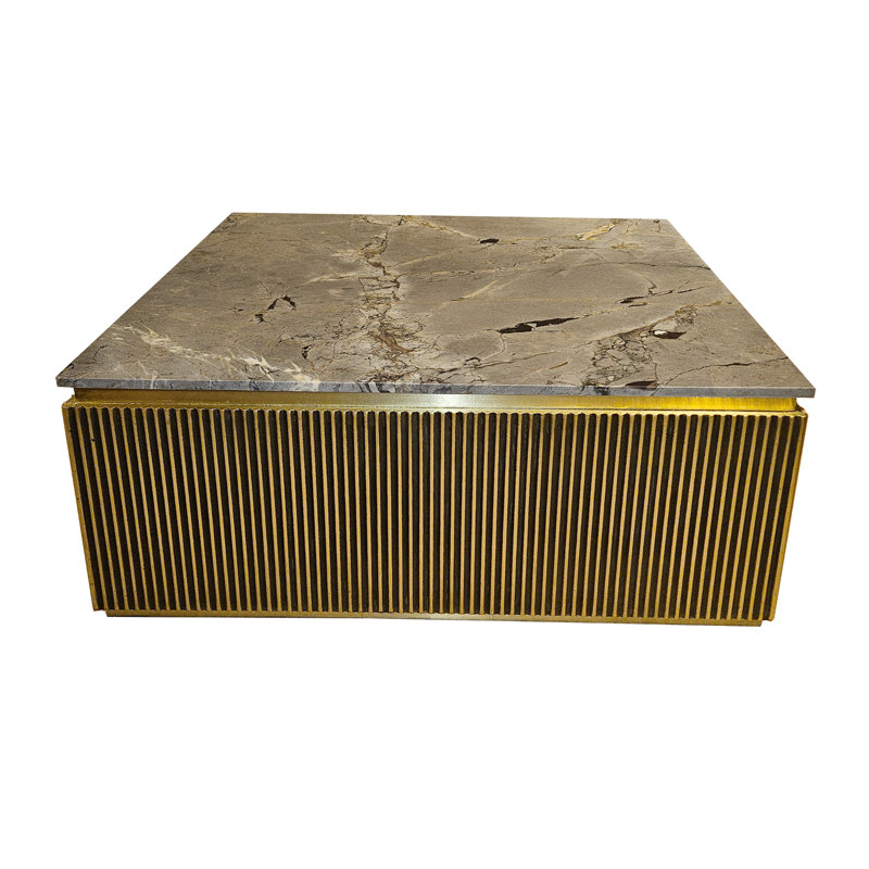 Table basse en laiton avec plateau en marbre italien