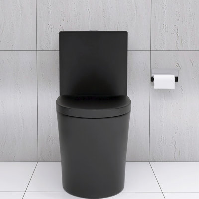 Toilette noire matte moderne, chasse double 1,1 / 1,6, option de chasse d'énergie, siège allongé silencieux pour la salle de bain