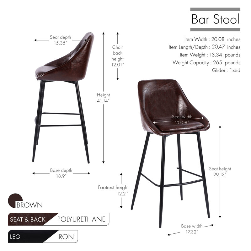 Dani Bar Stool, Brown, Bar Stool (29” Seat Height)