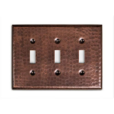 Hand Hammered 3-Gang Toggle Light Switch Wall Plate