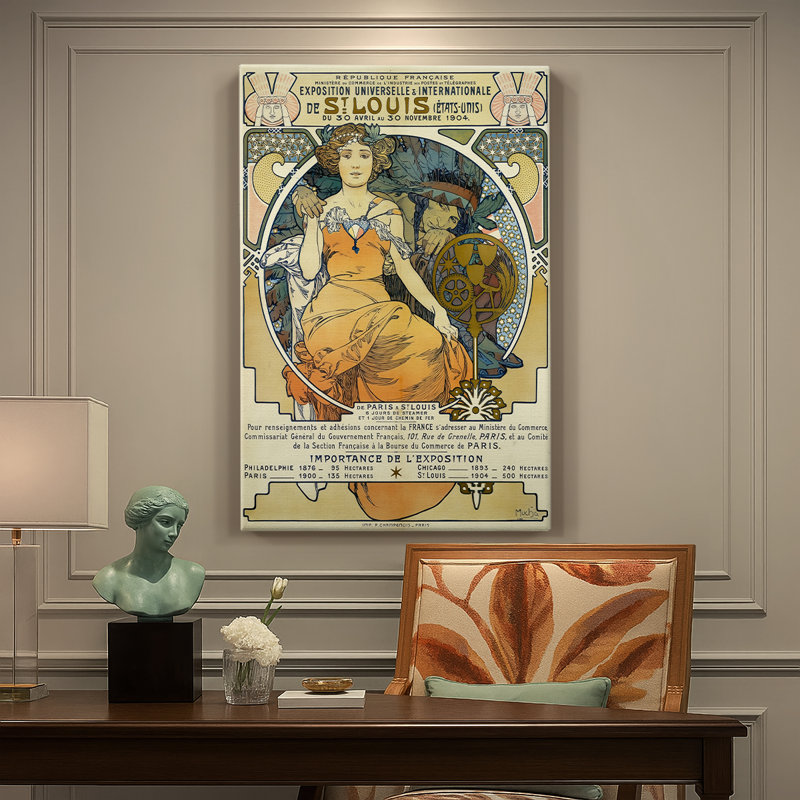 Exposition universelle et internationale de Saint-Louis, 1904 - Toile tendue avec châssis par Alphonse Mucha, 24 po x 36 po