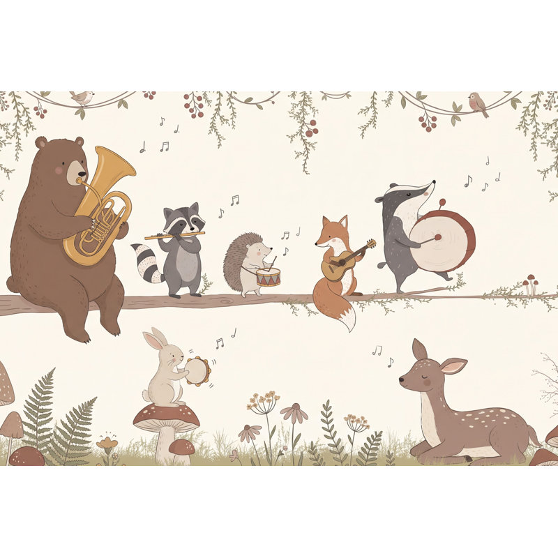 Papier peint animaux fantaisistes, 100"x96", Peler et coller