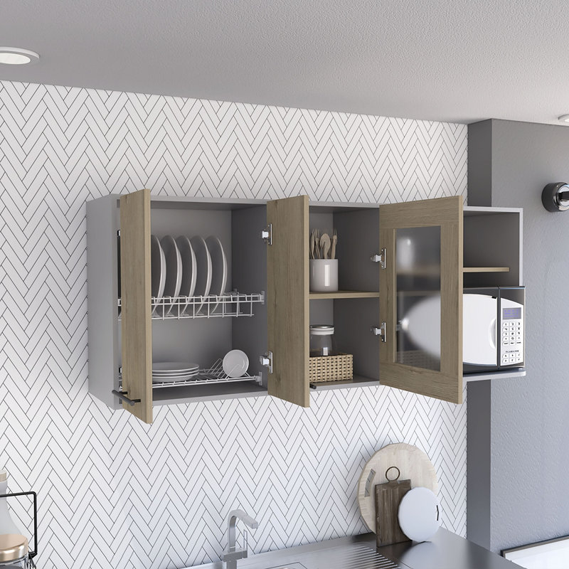 Armoire murale Audette, double porte, armoire en verre, support