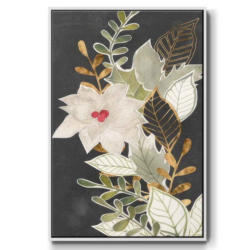 Gilded Christmas Collection B, reproduction d'art sur toile, H 25 po x l 17 po x P 1,5 po, Blanc