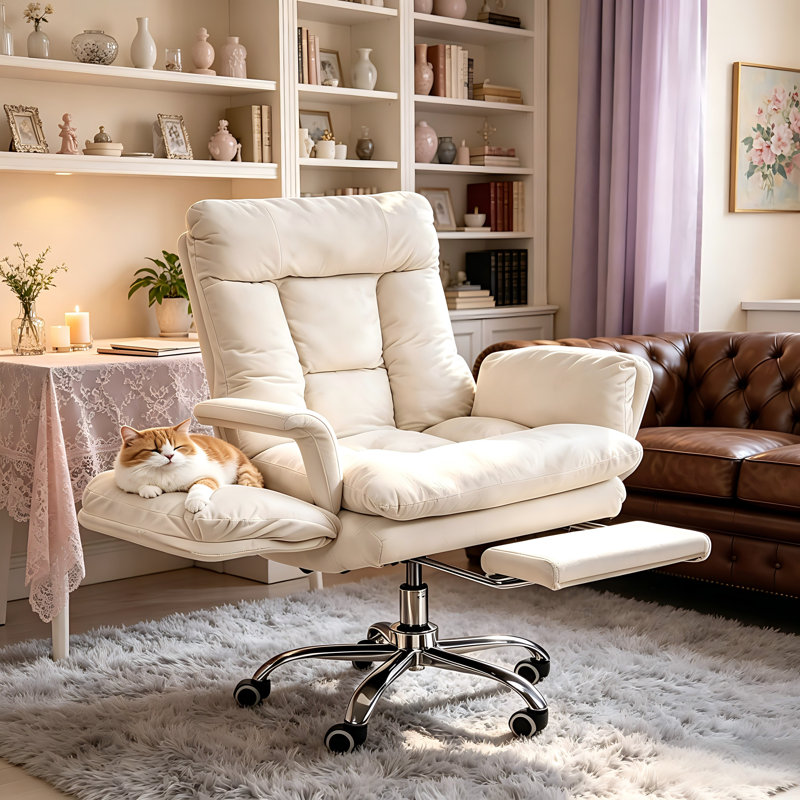 Chaise de bureau large inclinable et pivotante, White