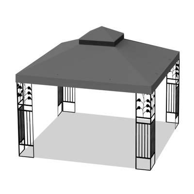 10X10 Ft Patio Gazebo Roof Replacement Canopy - Double Tiered Protected, Water-Repellent Add Fun To Outdoors Gray Create Outdoor Comfort