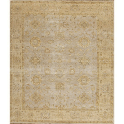 Notting Hill Hand Knotted Wool Area Rug in Platinum/Gold