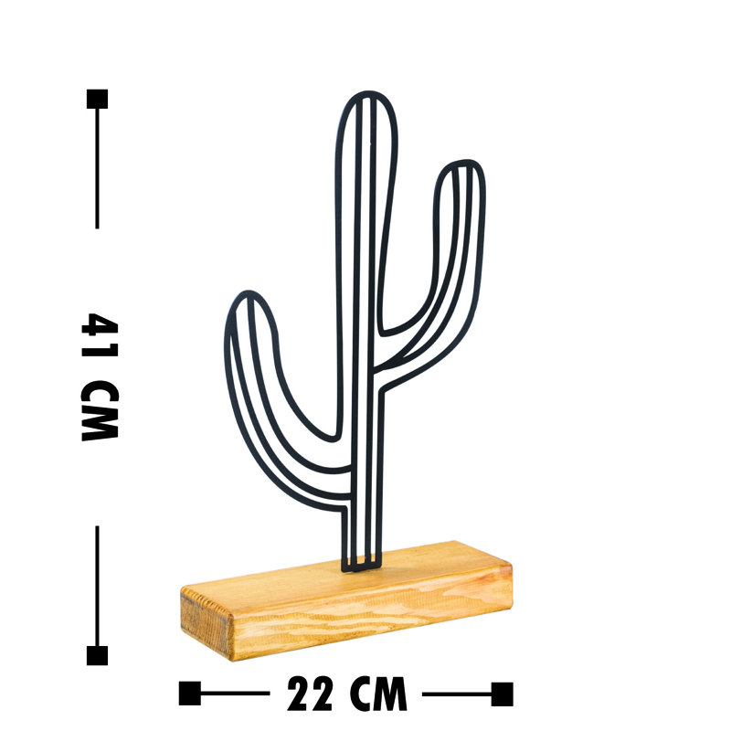 Elegant Decorative Object, Black Metal & Real Wood Base | 100% Metal (Thickness: 0.06 in) & Solid Wood (Thickness: 1.6 in) | Size: 8.7 x 16.1 x 1.6 inches | Unique Design, Perfect for Home Decor & Modern Interiors