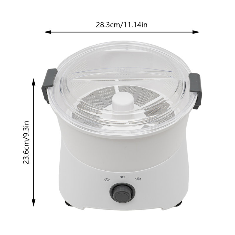 Compact White Electric Potato Peeler with Clear Lid