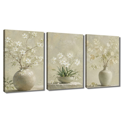 3 panneaux d'art mural neutre sur fond blanc