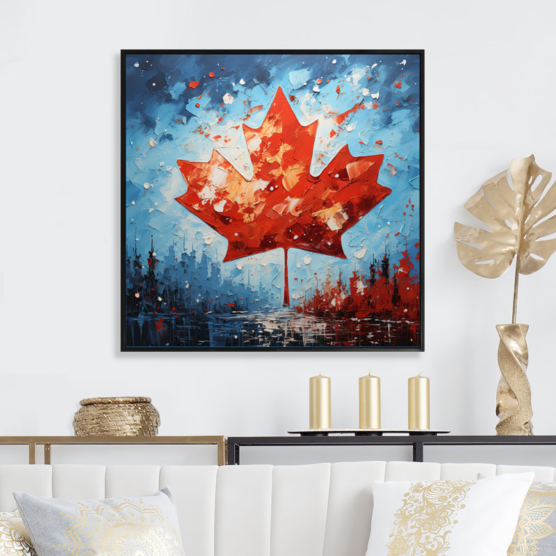 Drapeau du drapeau canadien II - impression, H 36 po x l 36 po, Cadre flottant noir
