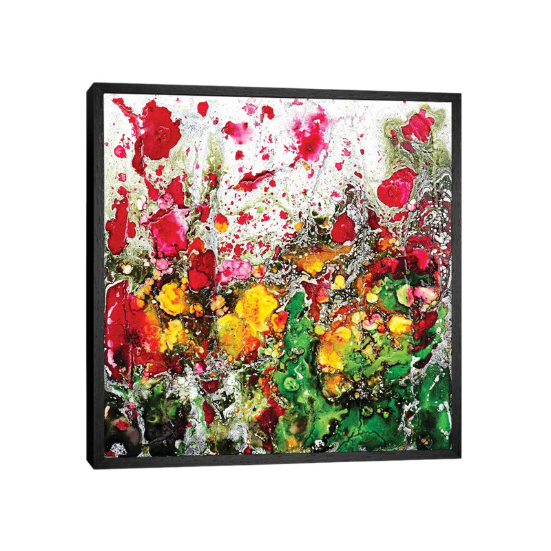 Poppies And Friends by Donatella Marraoni - Painting on Canvas, 66.04cm H x 66.04cm W x 3.81cm D, Black Framed