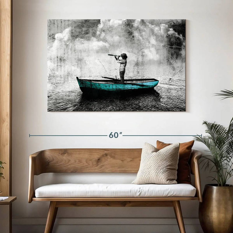 Mehar Man On Boat, 32" H x 48" W